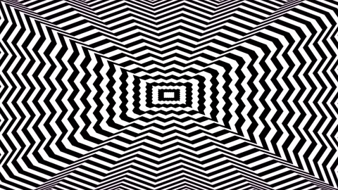 Hypnotic black and white zigzag lines creating an abstract optical illusion  Video stock 333399199