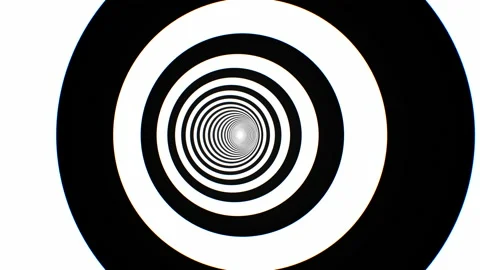 Hypnotic Black White Optical Illusion Circle Ring Psychedelic Tunnel Stock Footage 153321864