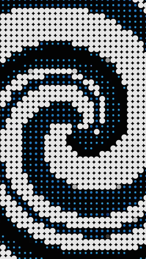 Hypnotic Blue and White Halftone Spiral Rotation Background Vídeo Stock 338394926