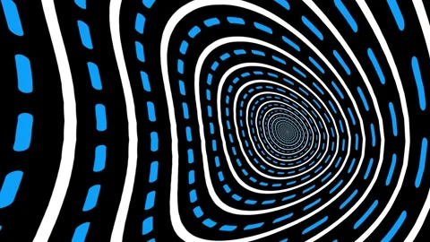 Hypnotic blue and white tunnel illusion seamless looping on black background Stock-Footage 345260907