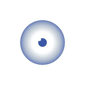 Hypnotic blue halftone eyeball vector Illustrazione stock
