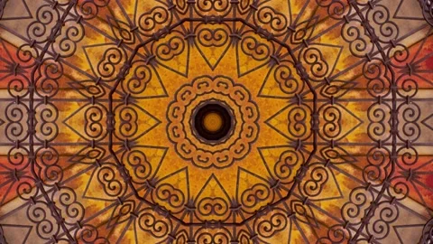 Hypnotic caleidoscope abstract pattern motion background - red ornament pattern Stock Footage 136492708