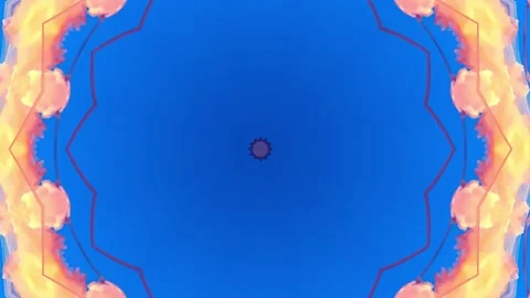 Hypnotic caleidoscope abstract pattern motion background - red blue pattern Stock Footage 136672633