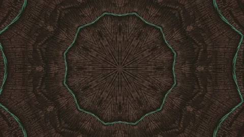 Hypnotic caleidoscope abstract pattern motion background - brown green pattern Stock Footage 136672914