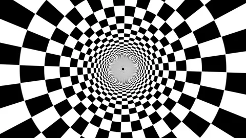 Hypnotic Checkerboard Tunnel Stock Footage 99667547