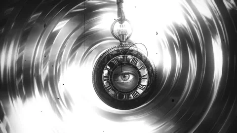 Hypnotic Clock Eye Stare Old Vintage Style Watch Pendulum Swing Stock Footage 240419103