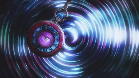 Hypnotic Clock Eye Stare Watch Hypnotize Pendulum Swings Method Stock Footage 240420427