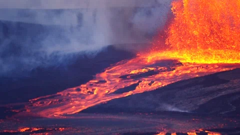 Hypnotic Close Up of Slow Flowing Lava Downhill Stock Footage 330894369