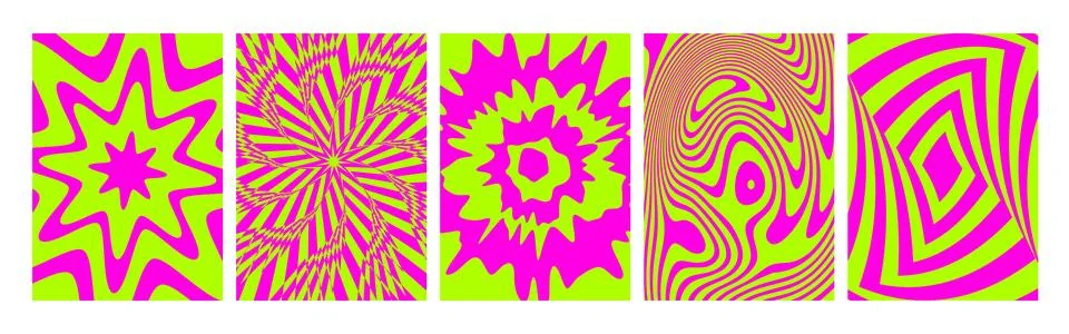 Hypnotic color retro patterns collection 스톡 일러스트