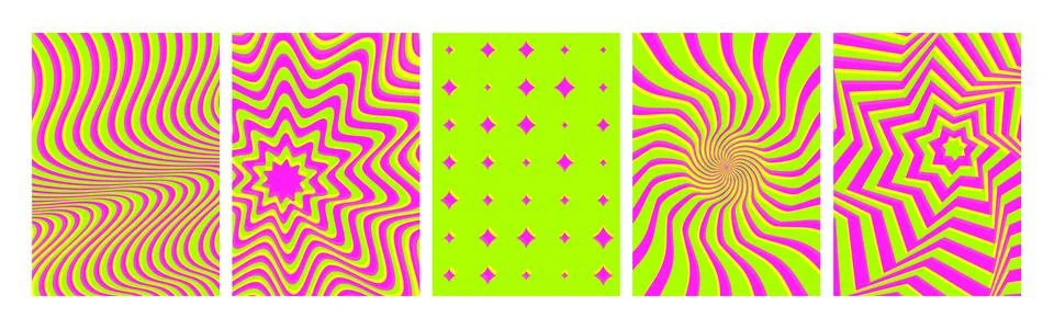 Hypnotic color retro patterns collection 스톡 일러스트
