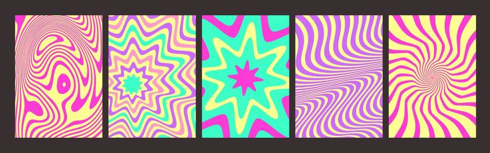 Hypnotic color retro patterns collection 스톡 일러스트