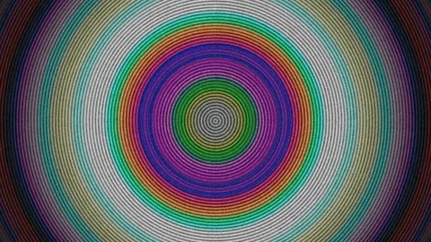 Hypnotic Colored Circle Burst Noise Filmstrip Abstract Background Stock Footage 111957376