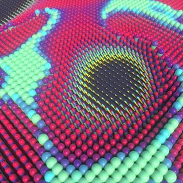 A hypnotic colored vortex disappearing into darkness. A bright, 3D abstraction Stock Illustration