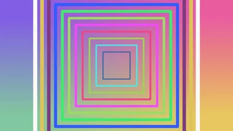 Hypnotic Colorful Concentrated Rectangular Tunnel Zoom Effect Stock Footage 341728411