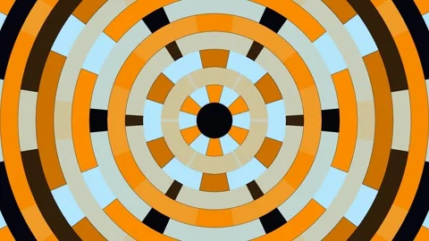 Hypnotic Concentric Circle Tunnel Animation with Retro Geometric Segments Vídeo Stock 340899353