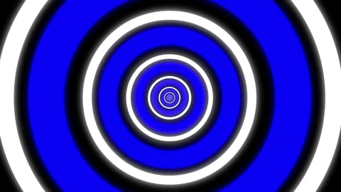 Hypnotic concentric circles animation: blue and white rings expanding infinity Stock Footage 311825542