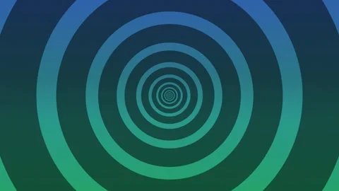 Hypnotic concentric circles animation with blue and green gradient Stock Footage 340137673