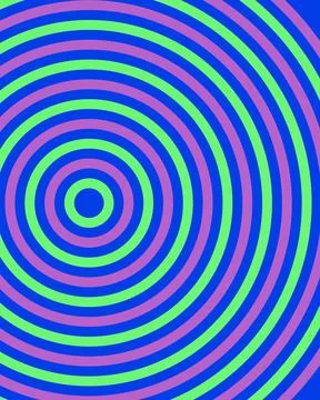 Hypnotic Concentric Circles Background with Vibrant Blue Green and Purple P.. Stock Illustration