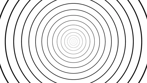 Hypnotic concentric circles expanding with black bar overlay for text in ce.. Stock Footage 340949075