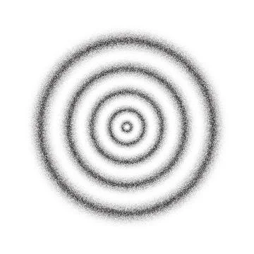 Hypnotic concentric circles. Textured psychedelic rings tunnel. Black and white Stock Illustration