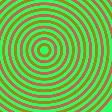 Hypnotic Concentric Circular Pattern with Vibrant Green Red and Gold Stripe.. Stock Illustration