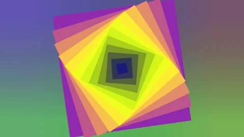 Hypnotic Concentric Rainbow Square Tunnel Rotating Motion Loop Stock Footage 340371077