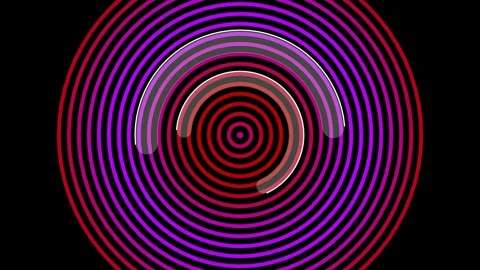 Hypnotic Concentric Red and Purple Rings with Rotating Arcs Stock Footage 340370861