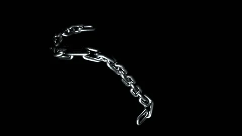 Hypnotic dance of a shiny metal chain on a black background. Seamless loop. Stock Footage 129731027