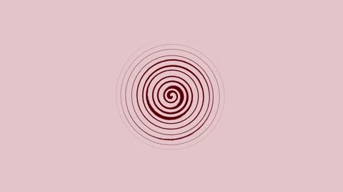Hypnotic dark red spinning spiral on a pastel pink background seamless loop Stock Footage 341324163