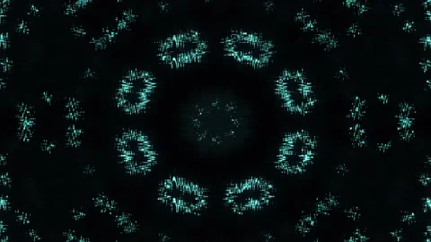 Hypnotic digital kaleidoscope with shimmering particles and light patterns Stock Footage 344053927