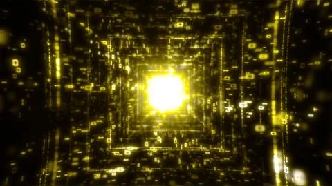 Hypnotic dive through a digital code matrix tunnel Illustrazione stock