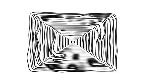 Hypnotic doodle sketch of a rectangular contour with moving lines. Stock Illustration