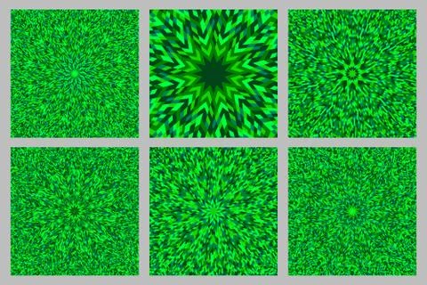 Hypnotic dynamic geometrical radial pattern background design set Ilustración de archivo