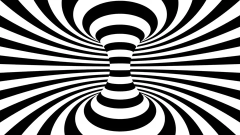 Hypnotic evolving black and white stripes op art loop 1 Video stock 82219305