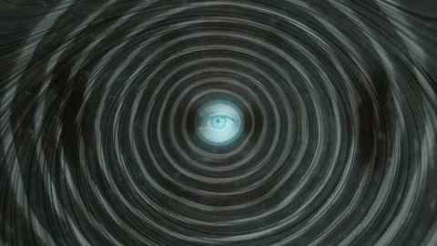 Hypnotic Eye Vortex Retro Style Spooky Scene Stock Footage 240318287