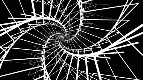 Hypnotic Fascinating Abstract video psychedelic spiral radial rays, twirl, tw Stock Footage 143067232