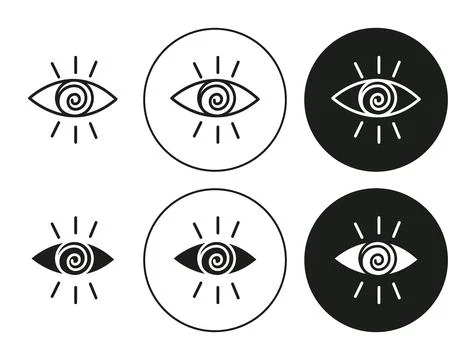 Hypnotic flat line icon set. Hypnotic Thin line illustration vector Stock Illustration