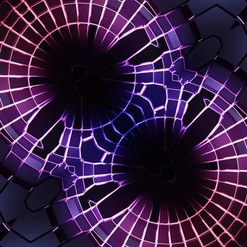 A hypnotic fractal pattern with neon cracks. 3d rendering Stock Illustration