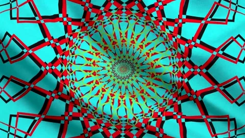 Hypnotic Geometric Mandala Pattern Waving on Psychedelic Fabric Loop Stock Footage 336847330