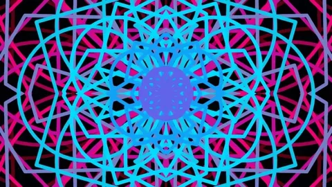 Hypnotic Geometric Pattern with Neon Lines Pulsating. Stock Footage 341531214