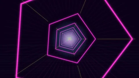 Hypnotic geometric shapes create a vibrant tunnel of light Stock Footage 337387747