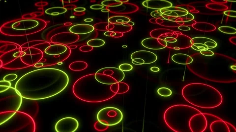 Hypnotic Glowing Light Rain Mesmerizing Neon Circle Loop Animated Stock Footage 314836823