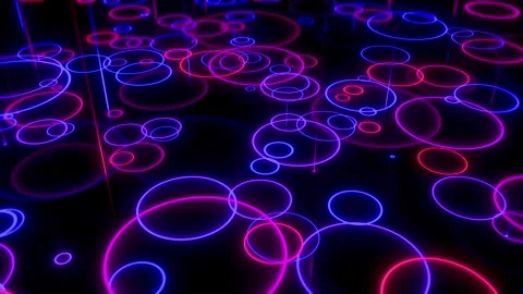 Hypnotic Glowing Light Rain Mesmerizing Neon Circle Loop Animated Stock Footage 314836824