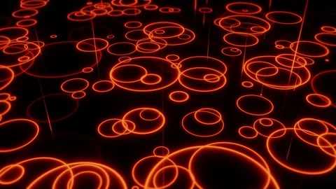 Hypnotic Glowing Light Rain Mesmerizing Neon Circle Loop Animated Stock Footage 314836840