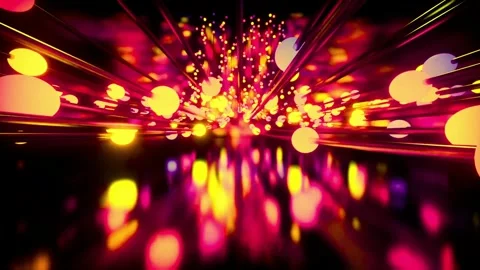 Hypnotic glowing lights and lines dance in a vibrant, colorful abstract tunnel, Stock Footage 321395274