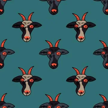 Hypnotic goat muzzle seamless pattern Stock Illustration