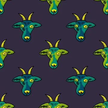 Hypnotic goat muzzle seamless pattern Illustrazione stock