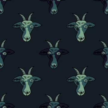 Hypnotic goat muzzle seamless pattern Illustrazione stock
