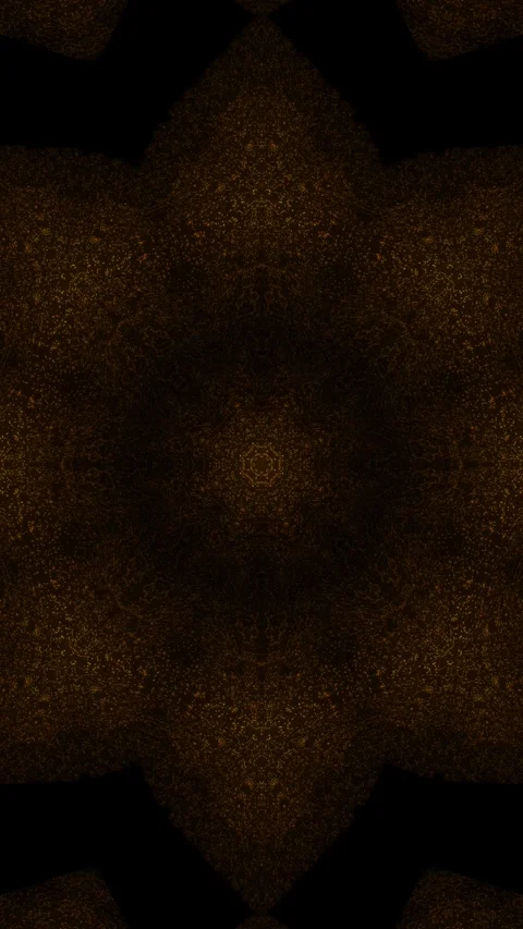 Hypnotic golden particles kaleidoscope pattern on vertical dark background Stock Footage 339074711