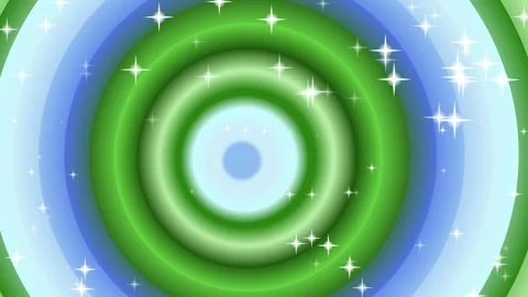 Hypnotic Green and Blue Concentric Rings with Sparkles Stock Footage 332787657
